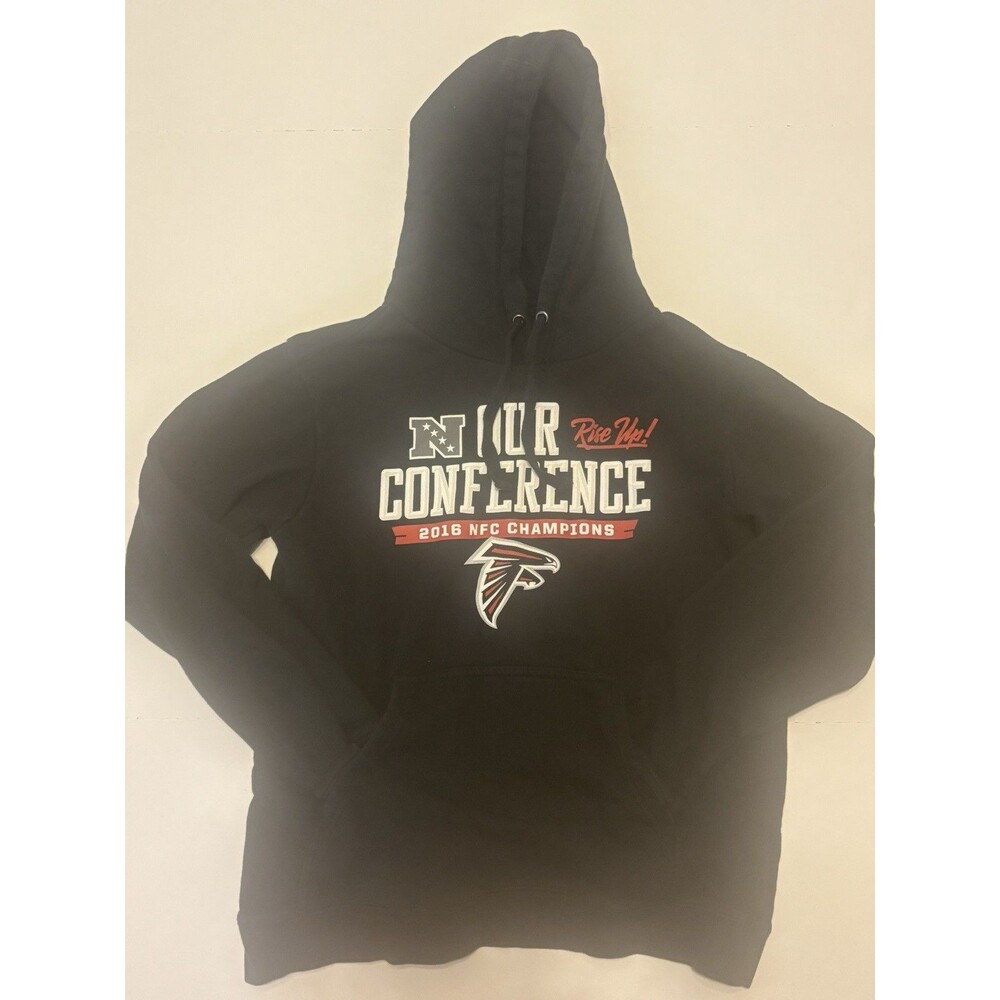Fanatics NFL Atlanta Falcons Black Pullover Hoodie Sweatshirt NFC Champs Rise Up